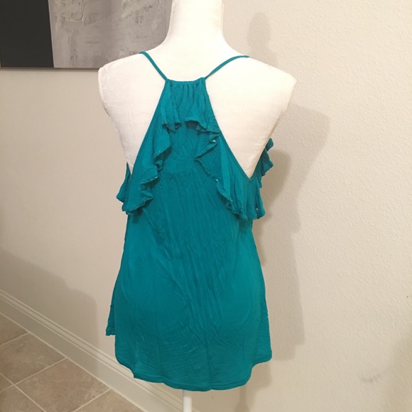 Express Turquoise Ruffled Top - Picture 3 of 5